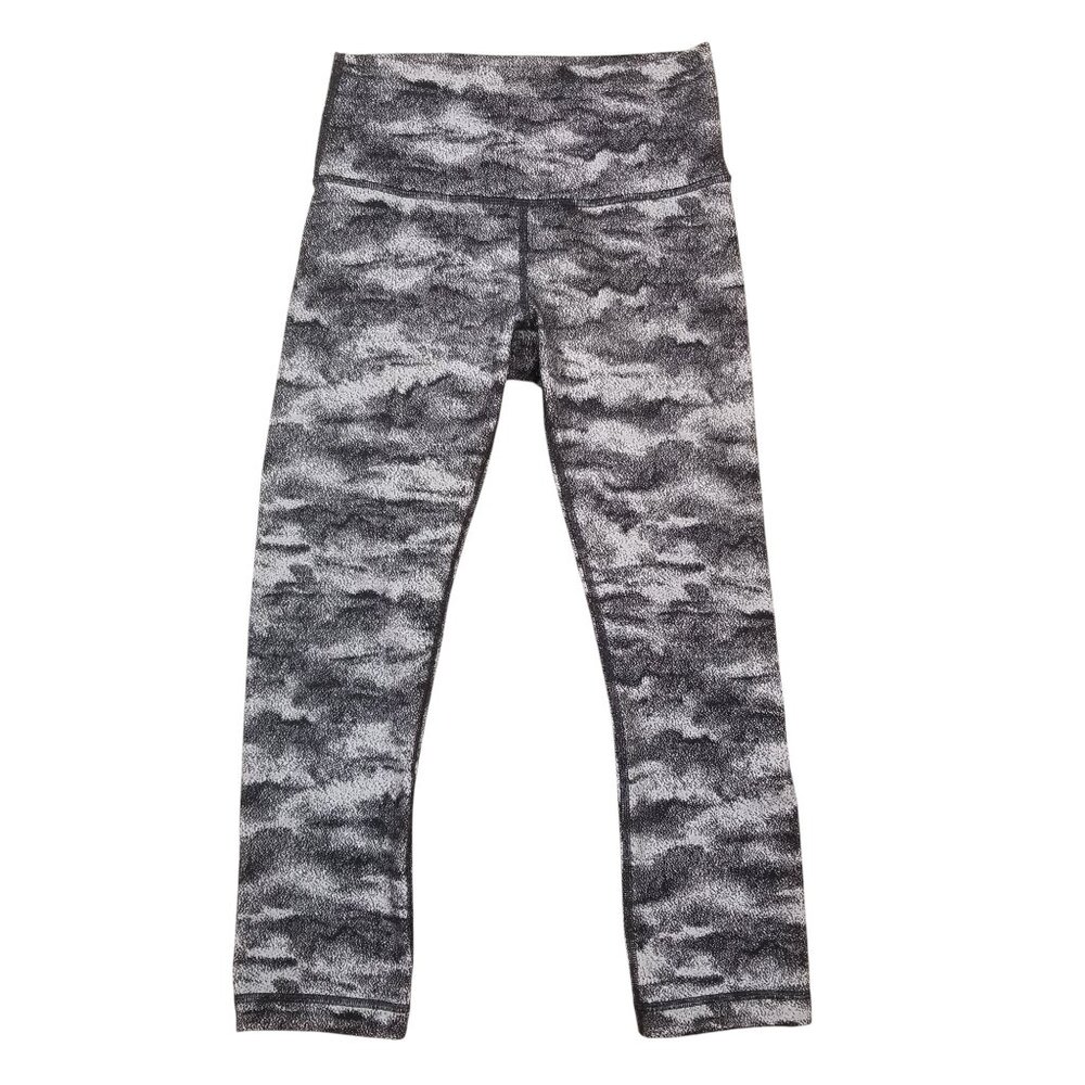 Lululemon Wunder Under Crop (Hi-Rise) (21") Luon Hazy Days Black White Sz 6